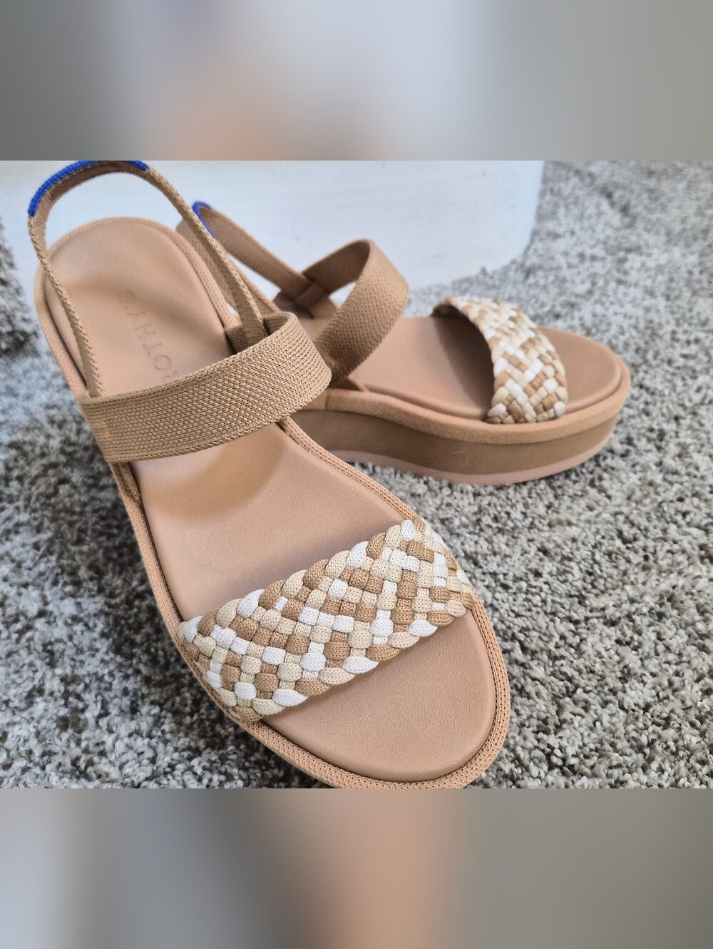 Rothy's The Lightweight Wedge Sandals,  Light Sand, 7.5 - Picture 3 of 11